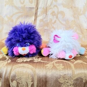 Vintage Puffling Popples 1986 Mini Plush Toys Purple And White Set